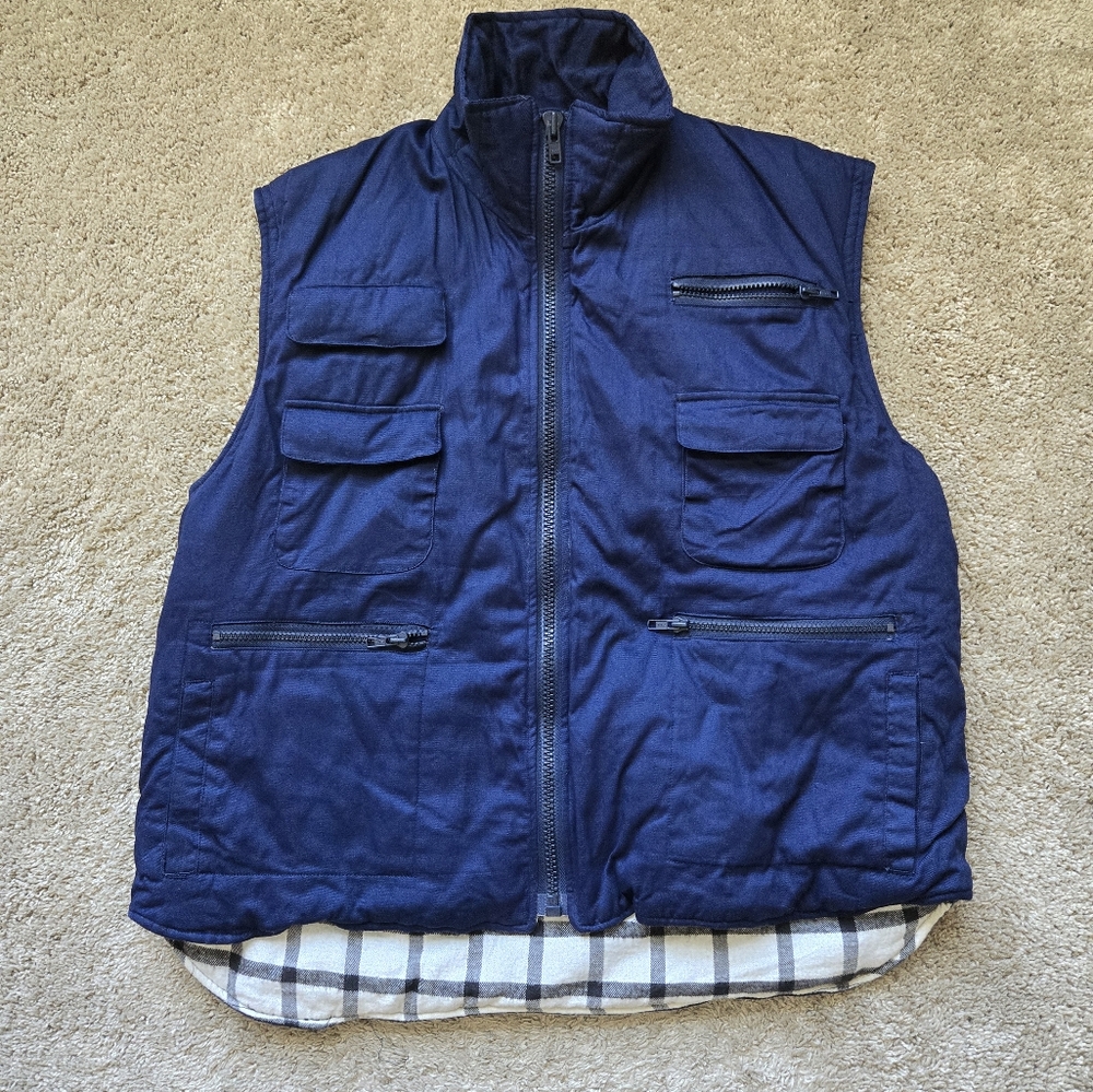 Branded Lion vest blue cargo full zip insulated mens XL